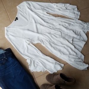 Cupio | White flare sleeve boho top